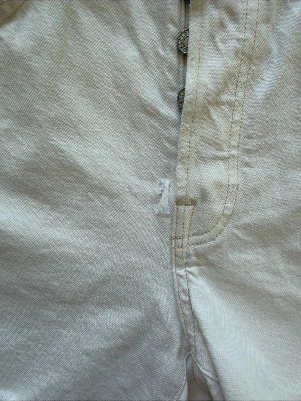 Agolde Parker Long Jean Shorts - White High-Rise Frayed Denim Shorts